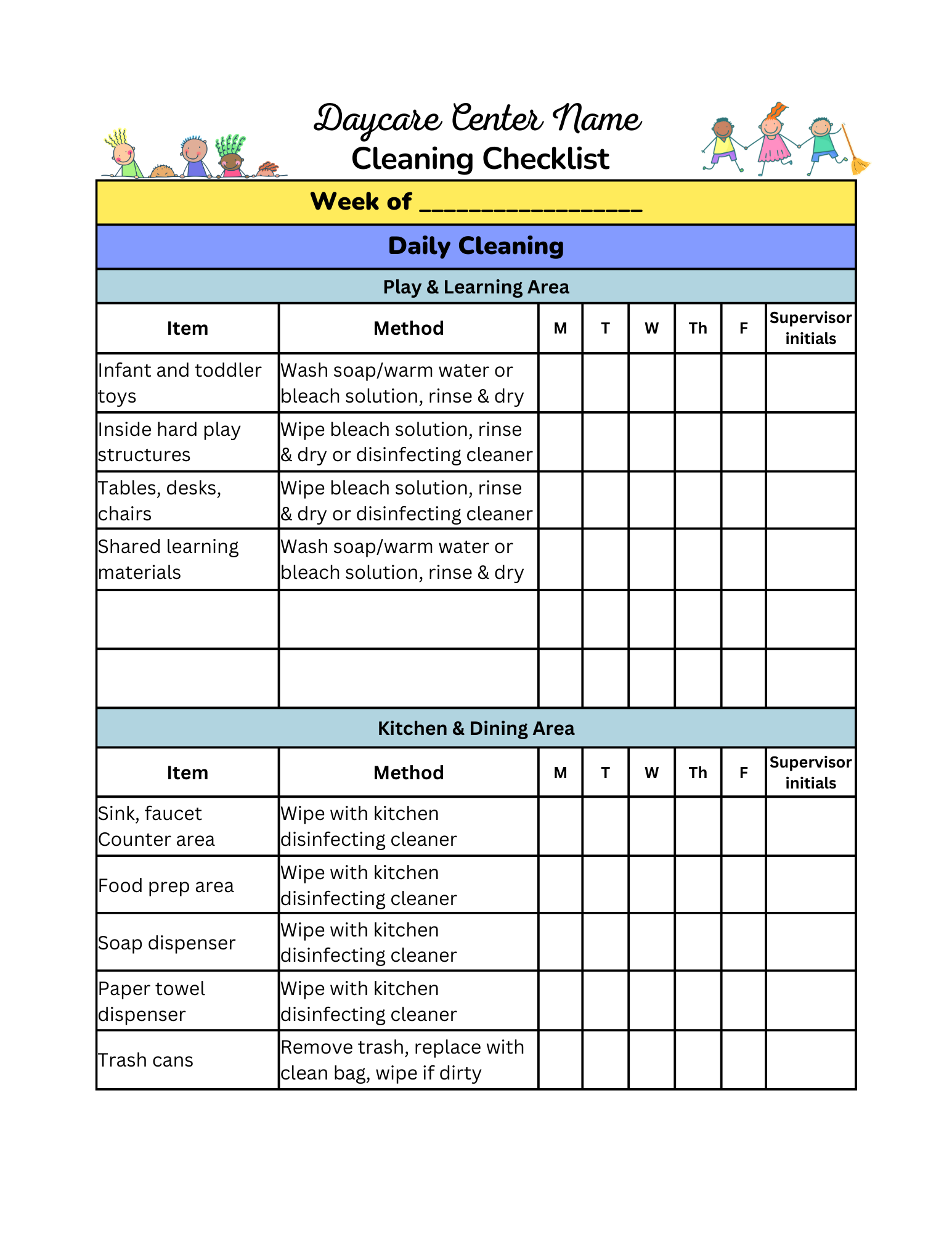 5 Steps Daycare Cleaning Guidelines Must Have Cleaning Checklists