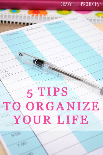 5 Tips To Organize Your Life Free Printable Planner Pages