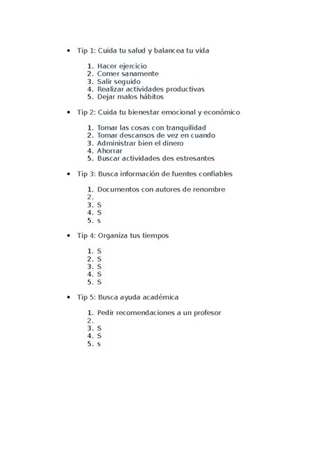 5 Tips Trabajo De La Semana 3 Tip 1 Cuida Tu Salud Y Balancea Tu