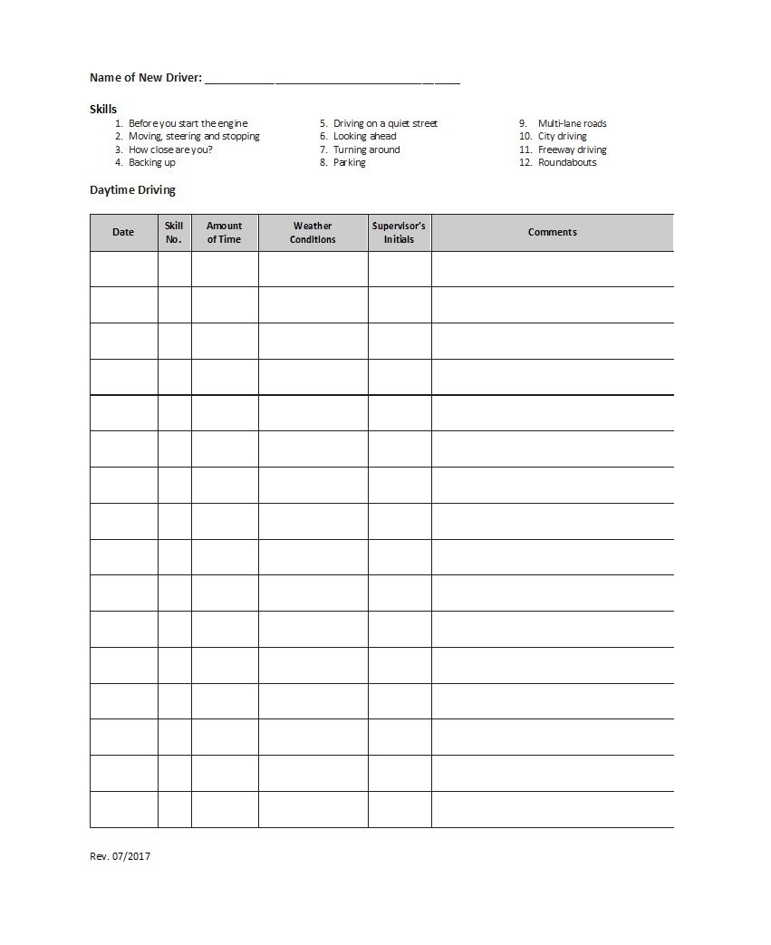 50 Printable Driver S Daily Log Books Templates Examples