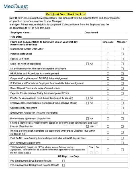 50 Useful New Hire Checklist Templates Amp Forms Templatelab