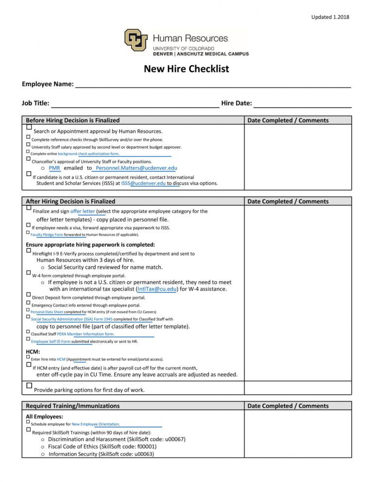 50 Useful New Hire Checklist Templates Forms Templatelab