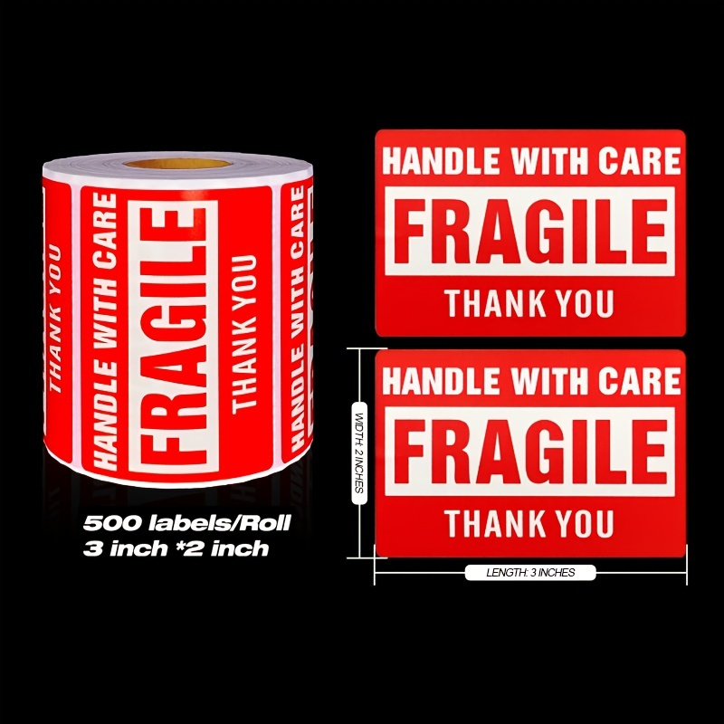 500 Sheets Roll 5 08Cm X 7 62Cm Fragile Handle With Care Thanks For