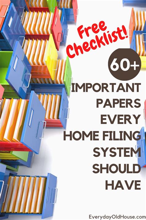 60 Important Papers And Documents For A Home Filing System Checklist Everyday Old House