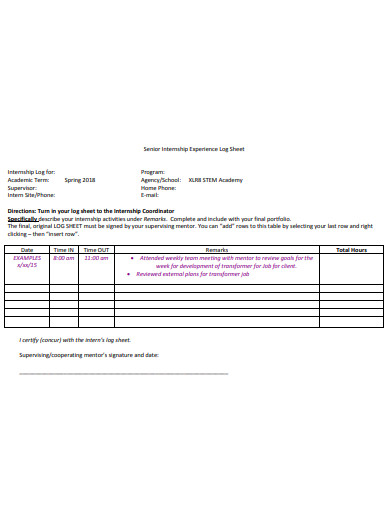 7 Internship Log Sheet Templates In Pdf Xls Free Amp Premium Templates