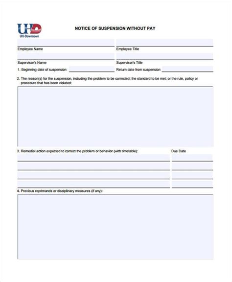 7 Notice Of Suspension Templates Free Sample Example Format