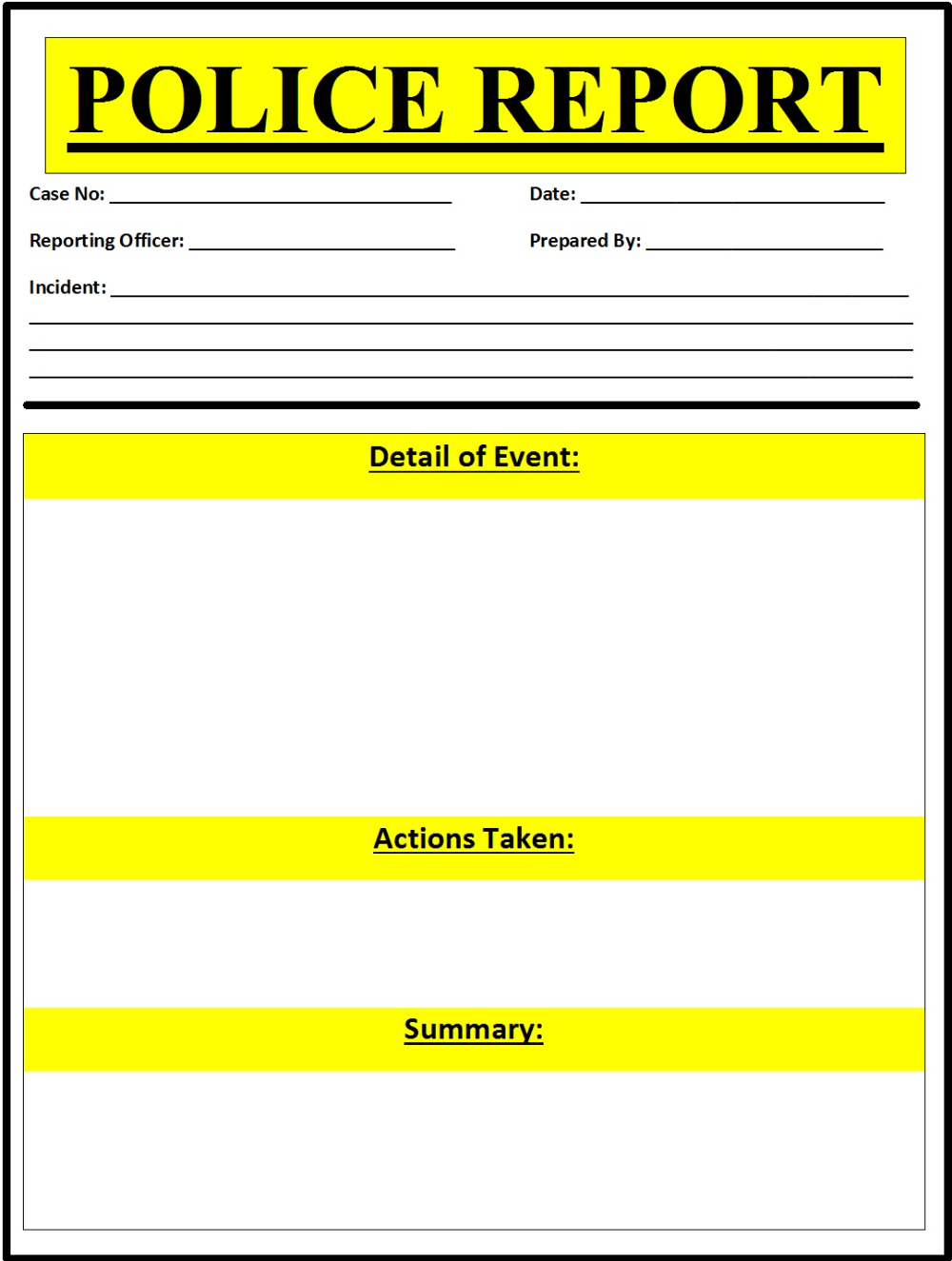 7 Police Report Templates In Word Pdf Free Formats