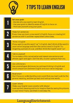 7 Tips To Learn English By Languagenrichment Tpt