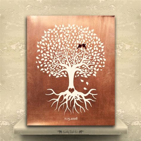 7 Year Anniversary Metal Print Faux Copper Minimalist