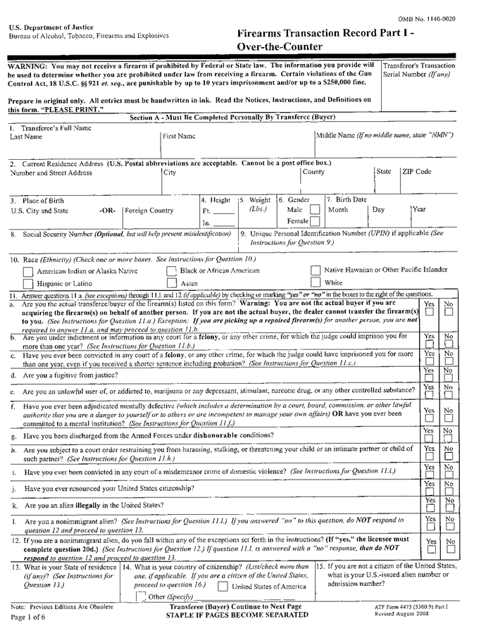 71 Atf Form 4473 Fillable Page 4 Free To Edit Download Print Cocodoc