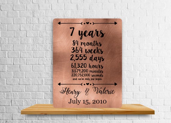 7Th Anniversary Gift Copper 7 Year Anniversary Art Etsy