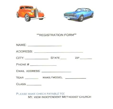 8 Car Show Registration Form Templates Word Excel Samples