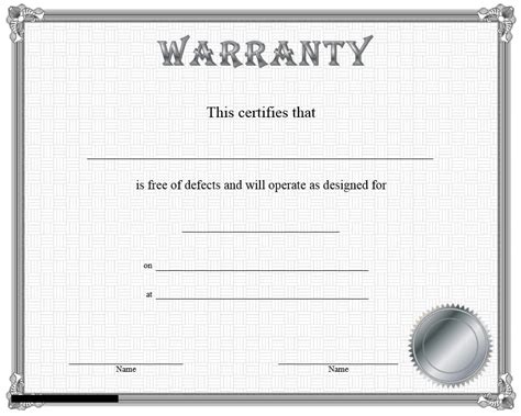 8 Free Sample Warranty Certificate Templates Printable Samples