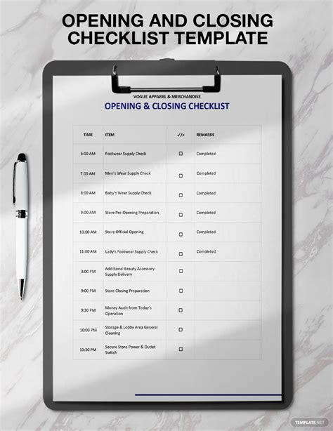 8 Opening Checklist Templates Free Downloads Template Net