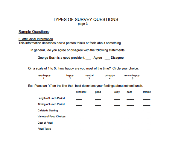 9 Survey Question Templates Sample Templates