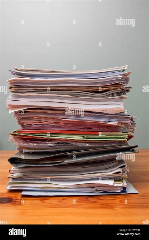 A Pile Of Old Office Files And Paperwork On A Desk Stock Photo 67165378 Alamy