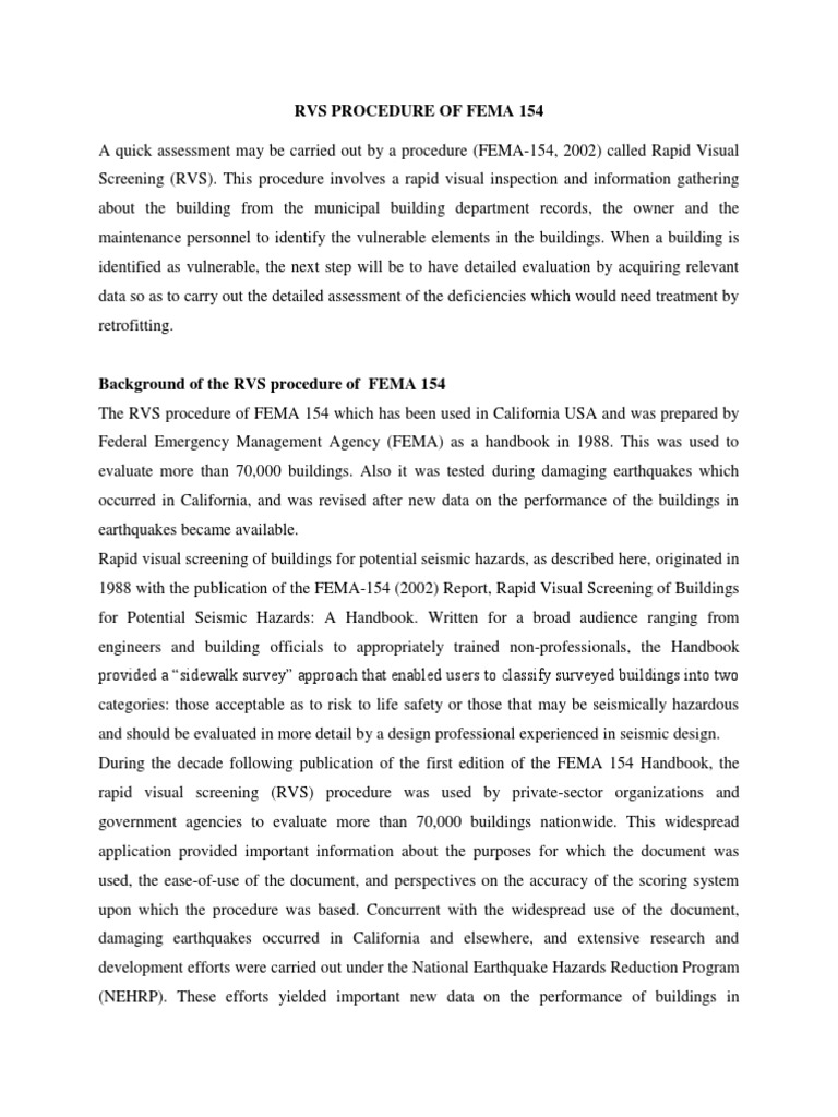 A Sample Implemented Fema P 154 Rvs Form Download Scientific Diagram