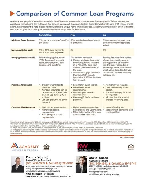 A Simple Grid Outlining A Few General Features Of Three Popular Loan