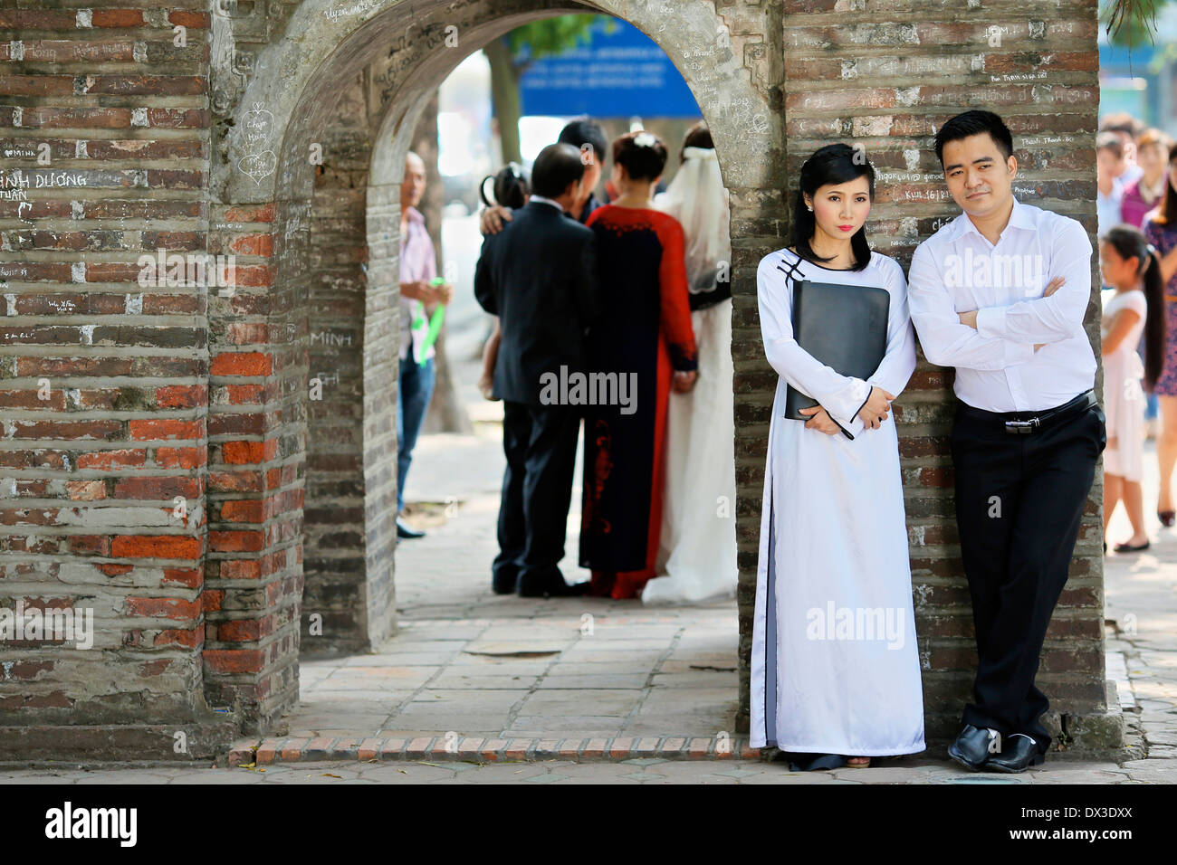 A Vietnamese Couple Having Their Engagement Photographs Taken In Hanoi