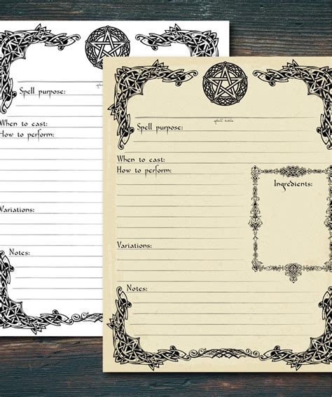 A5 Printable Spell Template Book Of Shadows Page Digital Etsy