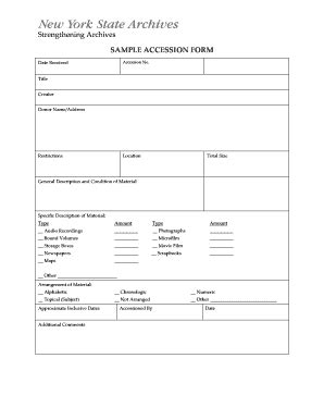 Accession Form Fill And Sign Printable Template Online