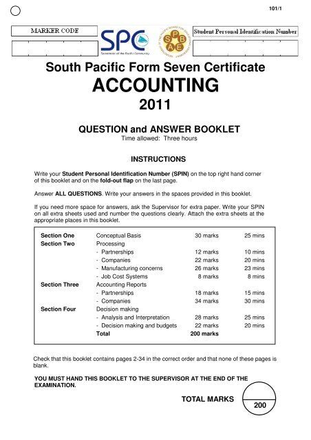 Accounting Exam Paper Pdf