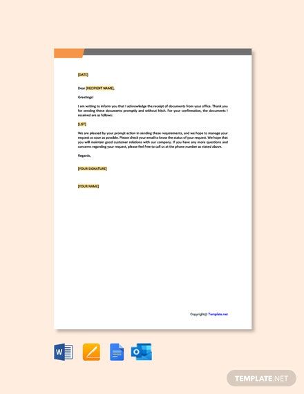 Acknowledgement Letter For Receiving Documents Template Google Docs Word Template Net