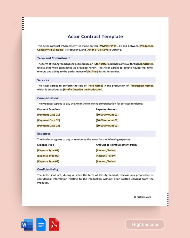 Actor Contract Fill And Sign Printable Template Online