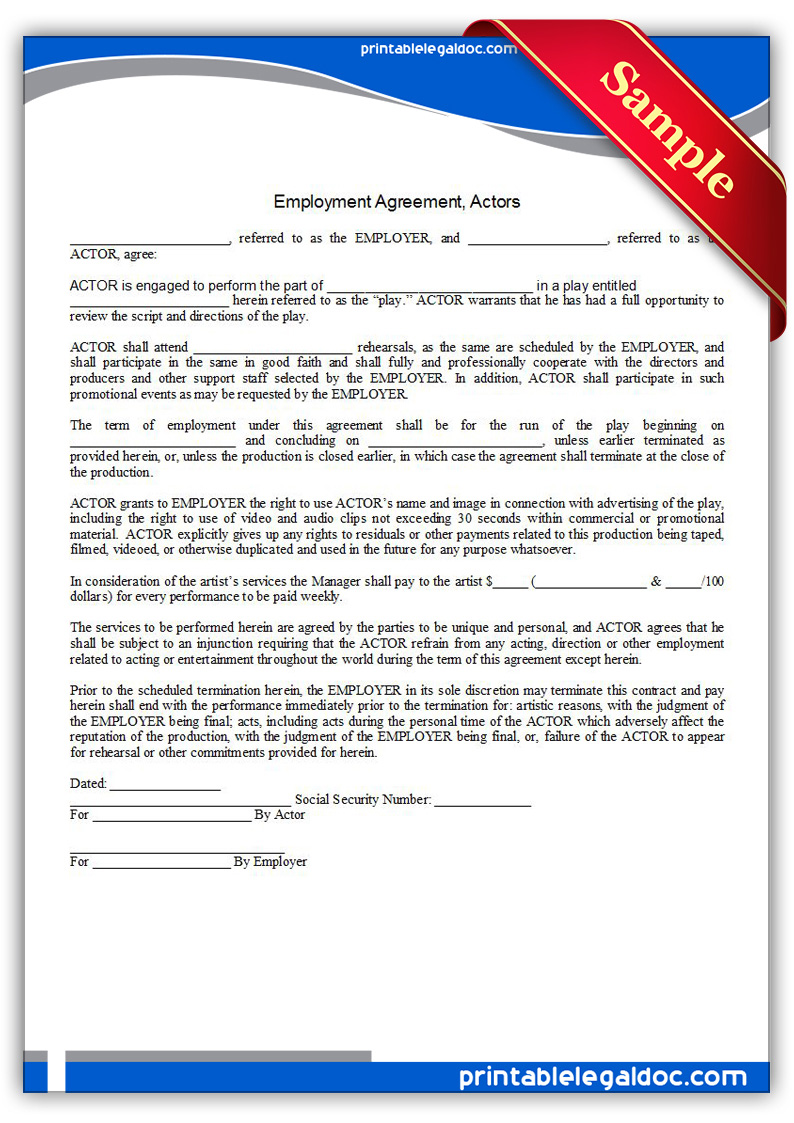 Actors Contract Template Free Sample Example Format Templates