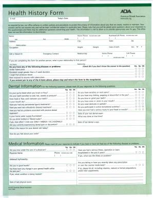 Ada Medical History Form Fill Online Printable Fillable Blank