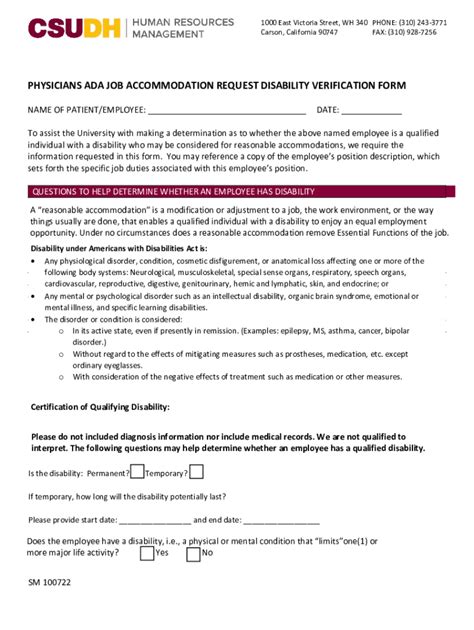 Ada Physician Disability Verification Form Pdf Fill Out And Sign