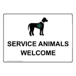 Ada Service Animals Welcome Sign Nhe 13901 Handicap Assistance