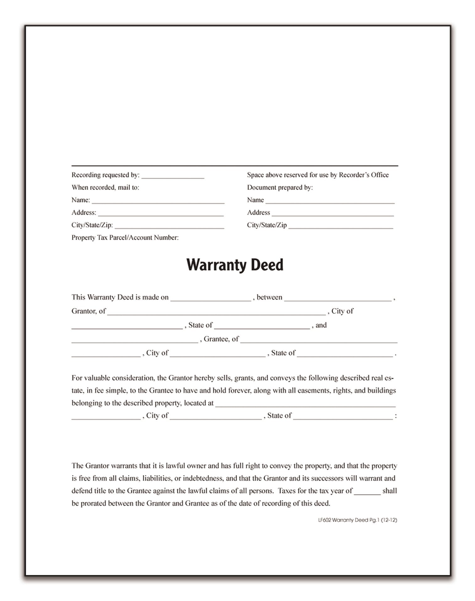 Adams Warranty Deed Forms And Instructions