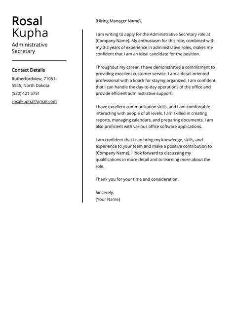 Administrative Secretary Cover Letter Example Free Guide