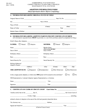 Adoption Information Form Read Information Below Before Fill Out And