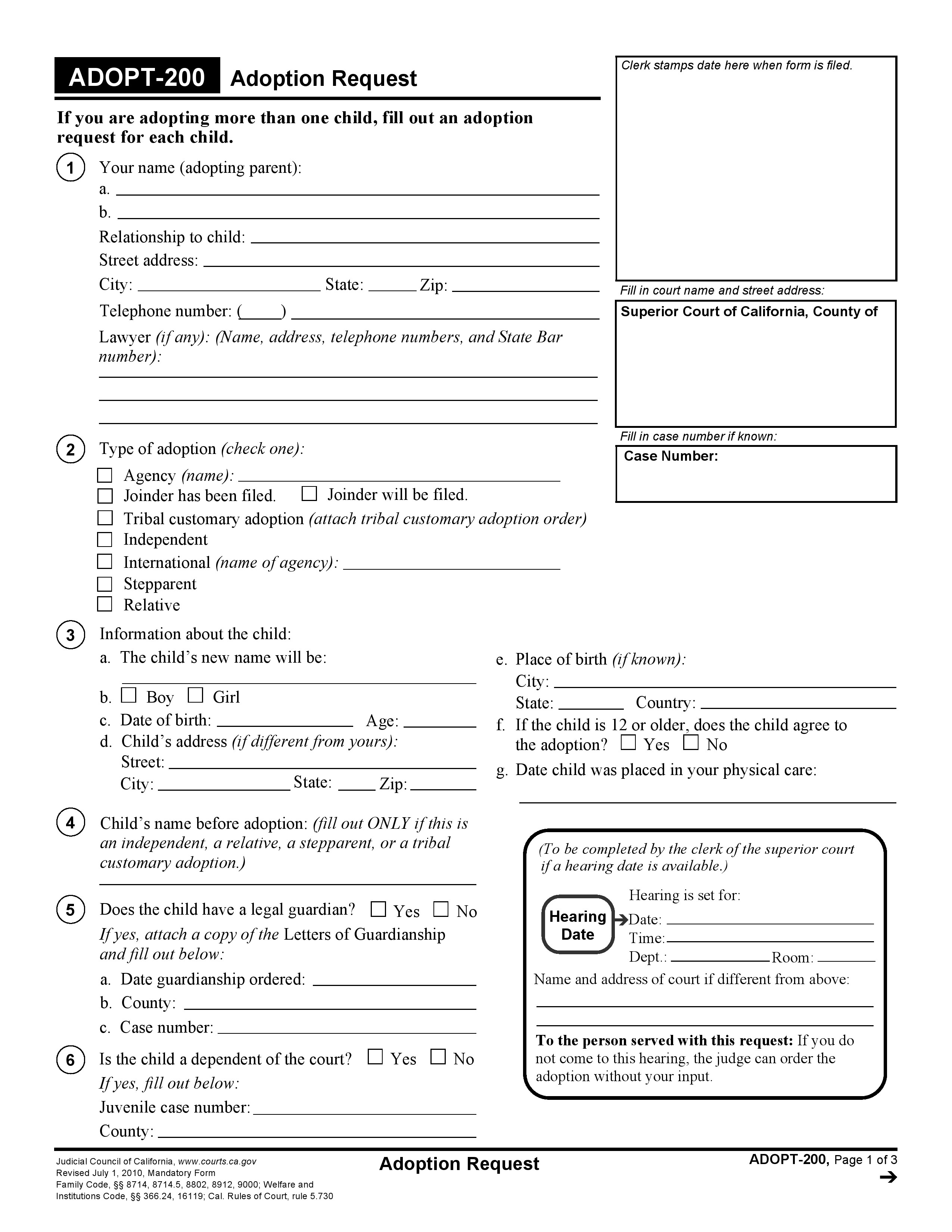 Adoption Papers Printable