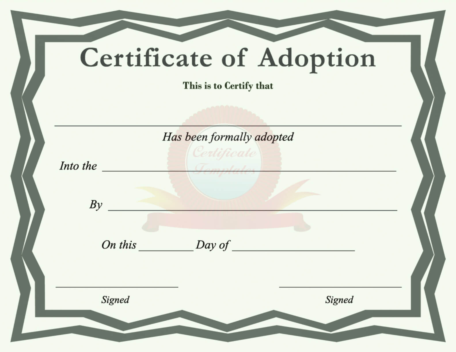 Adorable Blank Adoption Certificate Template