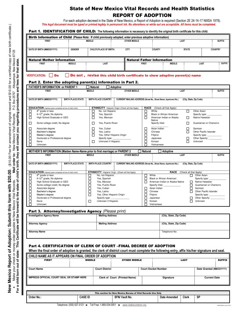 Adult Adoption New Mexico 2012 2024 Form Fill Out And Sign Printable Pdf Template Airslate