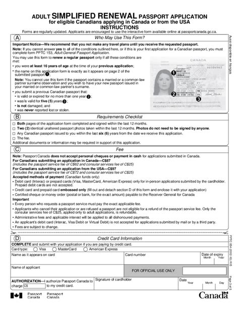 Adult Renewal Passport Application For Eligible Canadians Free Download