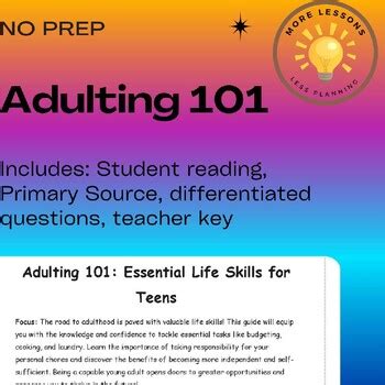 Adulting 101 Essential Life Skills For Teens Reading Comprehension