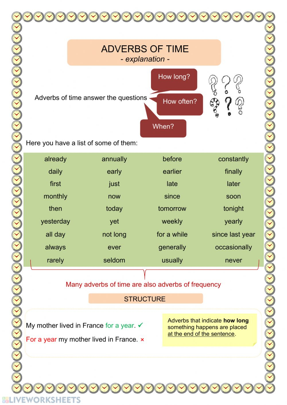 Adverb Of Time Worksheet What Are The Different Types Of Adverbs The Best Porn Website