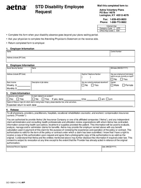 Aetna Short Term Disability Form Fill Out Amp Sign Online Dochub