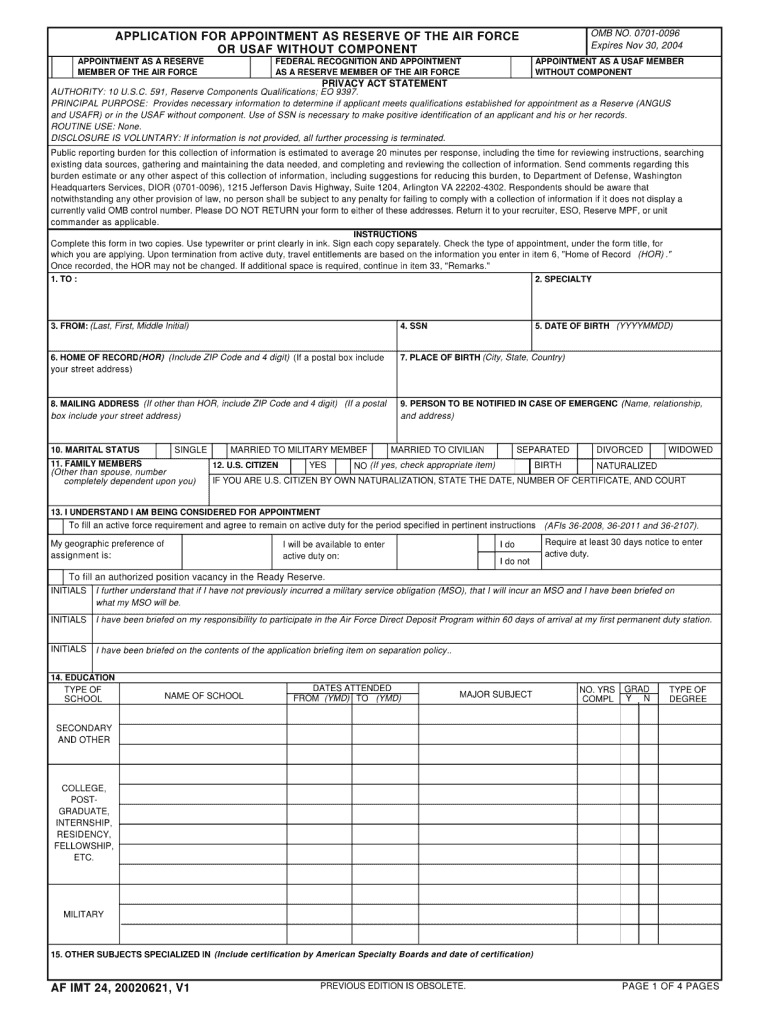 Af Form 4324 Fill Out Sign Online And Download Fillable Pdf Templateroller