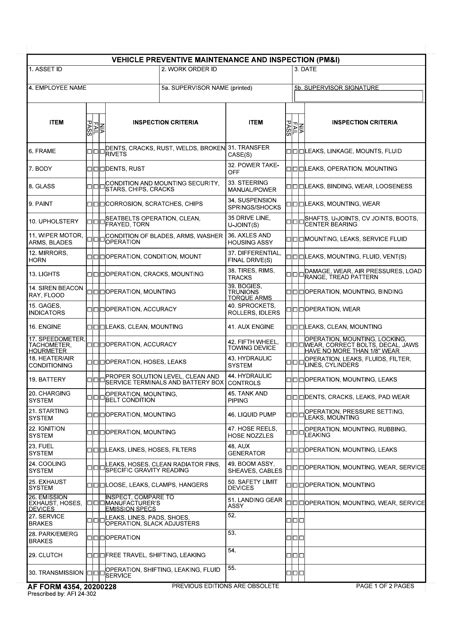 Af Form 4354 Download Fillable Pdf Or Fill Online Vehicle Preventive