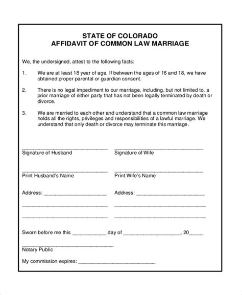 Affidavit Of Common Law Marriage Texas Form Affidavitform Net