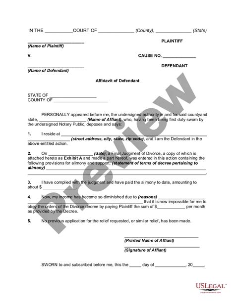 Affidavit Of Defendant Spouse In Support Of Motion To Amend Or Strike