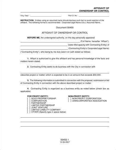 Affidavit Of Ownership 19 Examples Format Pdf