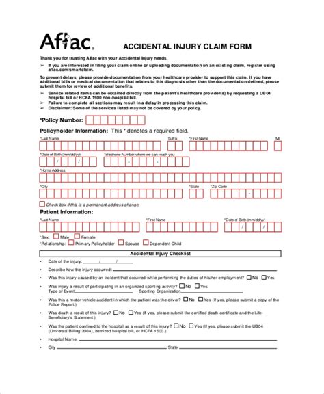 Aflac Accident Insurance Claim Form Claimforms Net