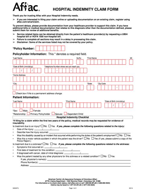 Aflac Claim Forms Hospital Fill And Sign Printable Template Online