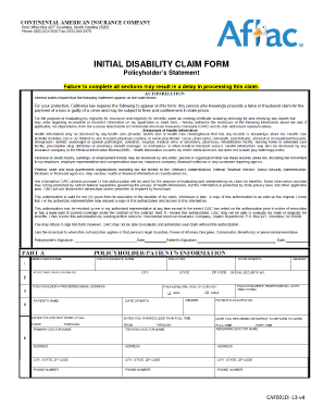 Aflac Initial Disability Claim Forms To Print Fill And Sign Printable